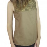 Handless top beige batik