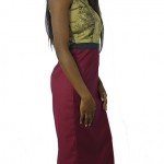 beige batik red dress