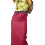 beige batik red dressc
