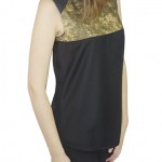 grey beige batik black top