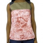 red batik beige gray top